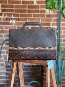 Load image into Gallery viewer, Aztec Tooled Laptop Bag - Henderson&#39;s Western Store