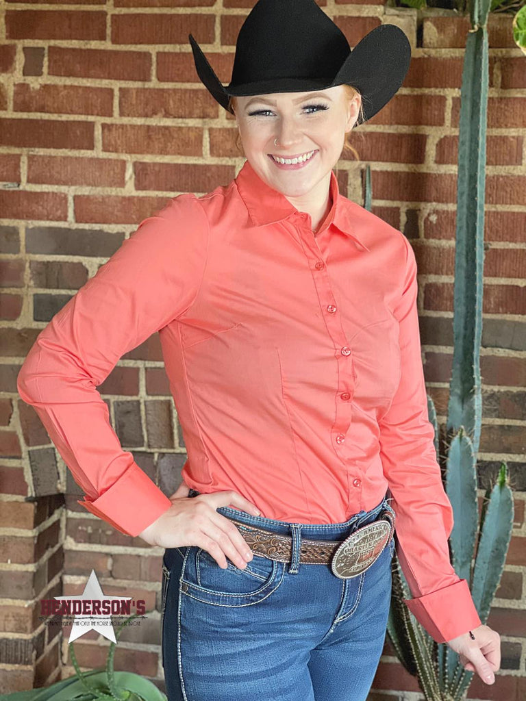 Solid Button Down Shirts ~ Coral - Henderson's Western Store