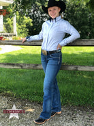 Double Collar Concealed Zipper Show Shirt - Blue Stripes Show Shirt Royal Highness   