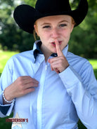 Double Collar Concealed Zipper Show Shirt - Blue Stripes Show Shirt Royal Highness   