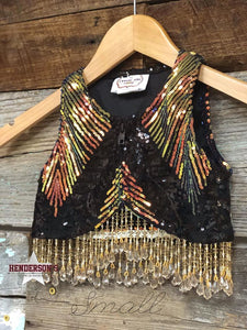Load image into Gallery viewer, Fancy Fern Youth &quot;Mini&quot; Bolero ~ Clear Fringe Children&#39;s Show Wear Cowgirl Junk Co. Small  