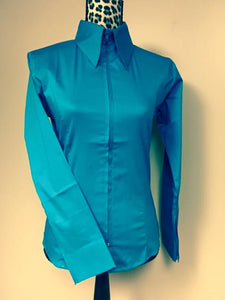 Load image into Gallery viewer, Youth Classic Fitted Show Shirt Children&#39;s Show Wear Royal Highness Small Turquoise 