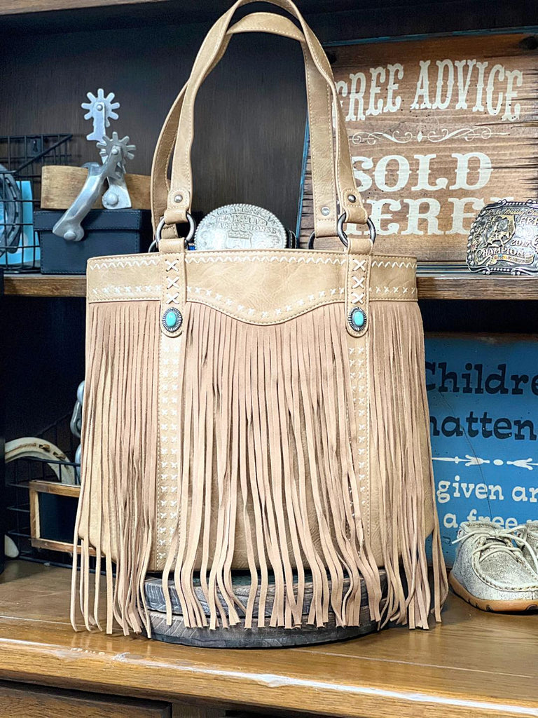 Montana West Fringe Cross Stitch Tote - Henderson's Western Store