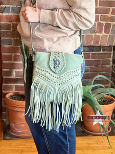 Load image into Gallery viewer, Fringe Concealed Carry Crossbody ~ Green - Henderson&#39;s Western Store
