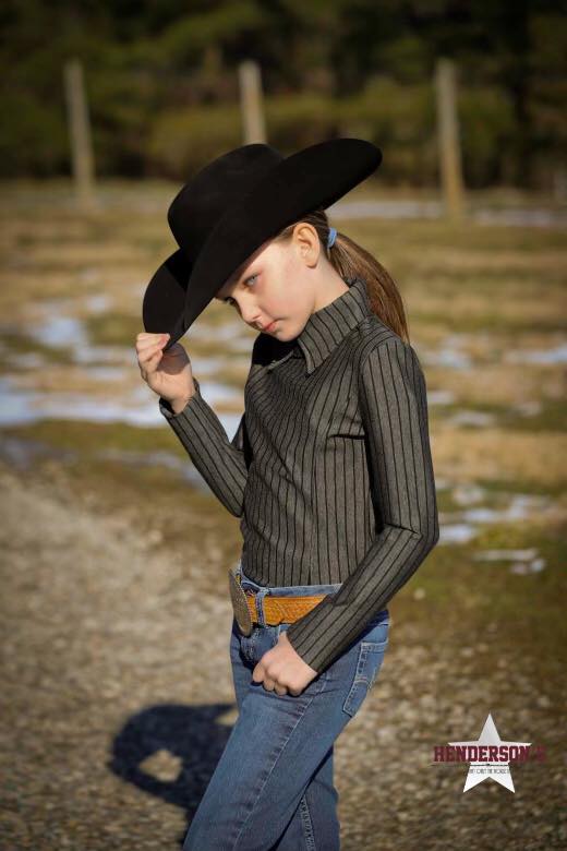 Stripped Horsemanship Shirt ~ Youth Grey Children's Show Wear Show String, LLC   