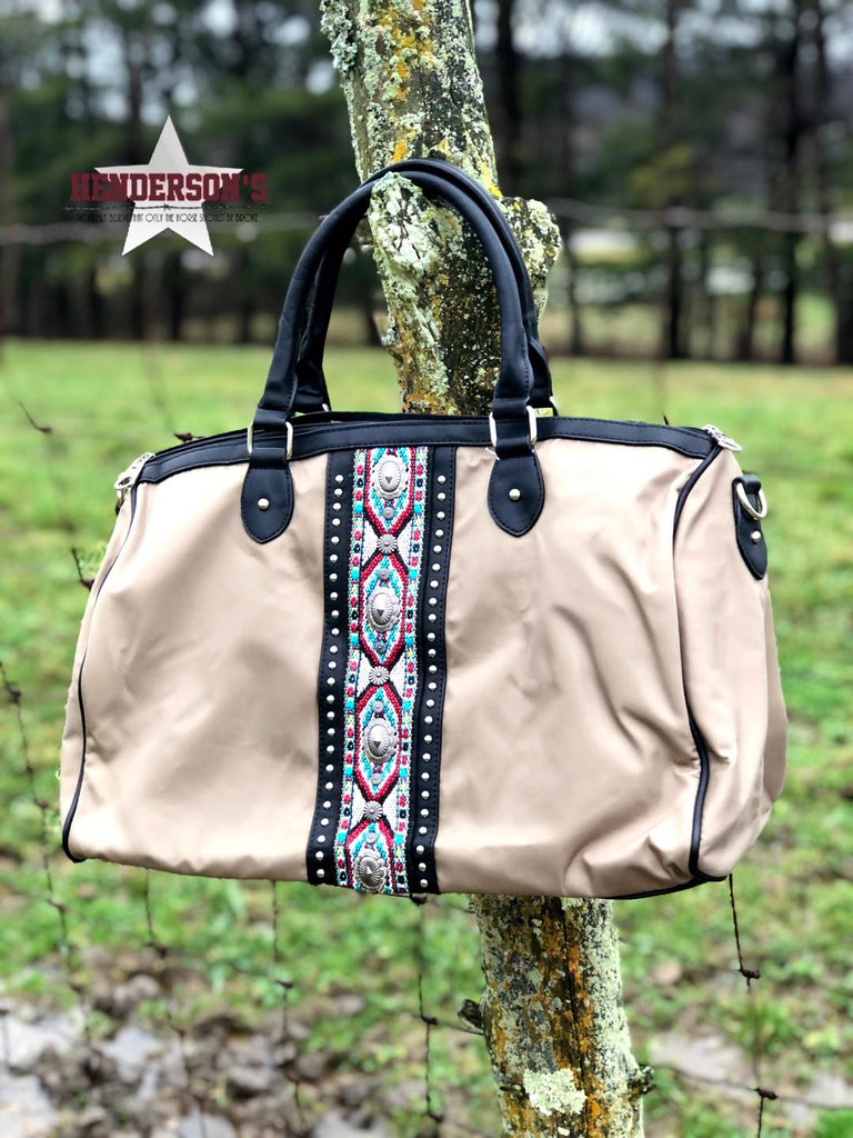 Montana West Aztec Collection Duffle Bag ~ Khaki - Henderson's Western Store