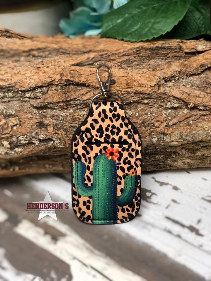 Hand Sanitizer Holder ~ Cactus Accessories Cowgirl Junk Co. Leopard Cactus  