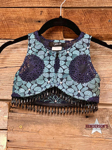 Load image into Gallery viewer, Navy Lilly Pad &quot;Mini&quot;  Youth Bolero - Henderson&#39;s Western Store