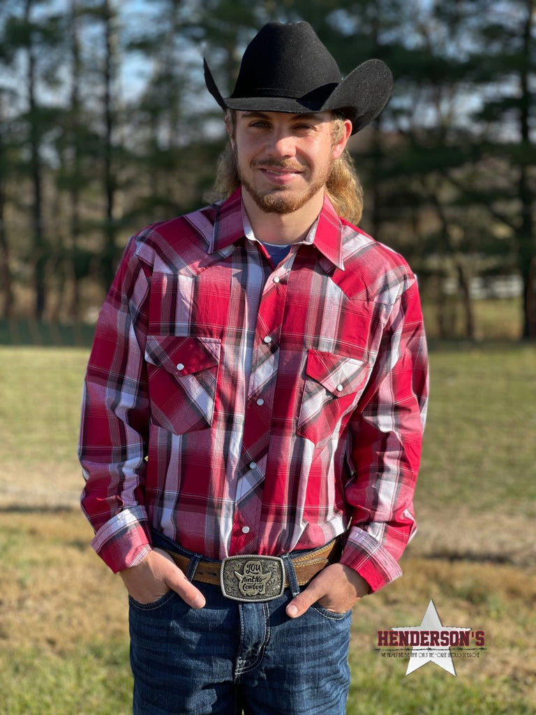 Men's Red Plaid Snap - Henderson's Western Store