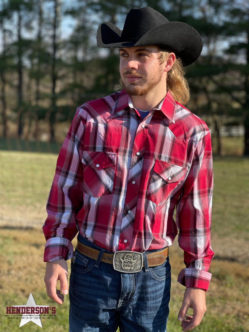 Men's Red Plaid Snap - Henderson's Western Store