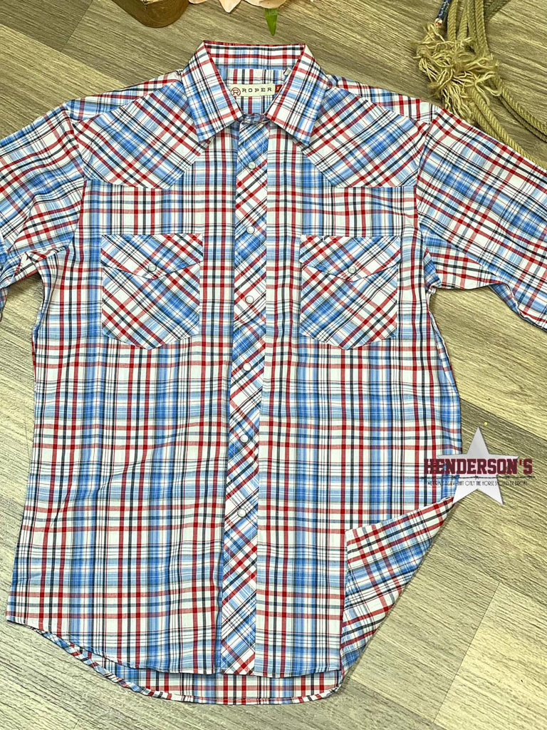 Men's Red, Black & White Plaid by Roper - Henderson's Western Store