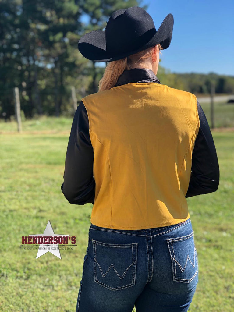 Faux Suede Crop Vest ~ Mustard - Henderson's Western Store