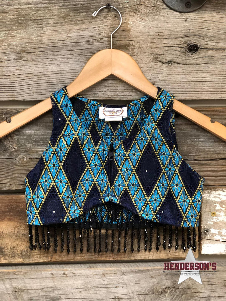 Navy Triangles Youth "Mini"  Bolero with Beads Vest Cowgirl Junk   