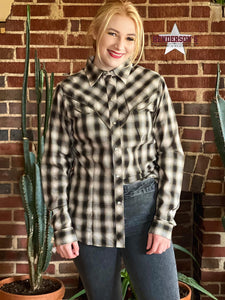 Load image into Gallery viewer, Ladies Retro Shirt by Roper ~ Black &amp; Olive - Henderson&#39;s Western Store