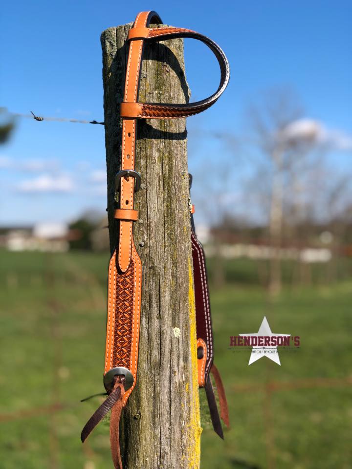 Leather One Ear ~ Brown Snow Flake ~ SH Collection Headstalls Henderson's Western   