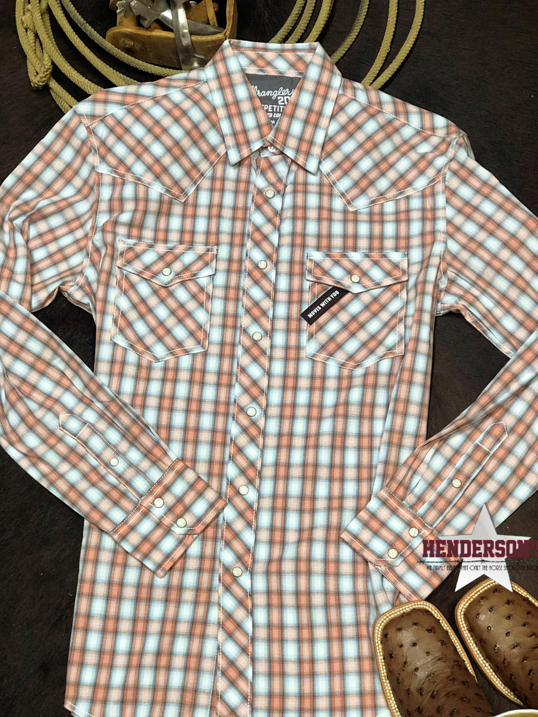 Wrangler 20X Print ~ Orange Plaid - Henderson's Western Store