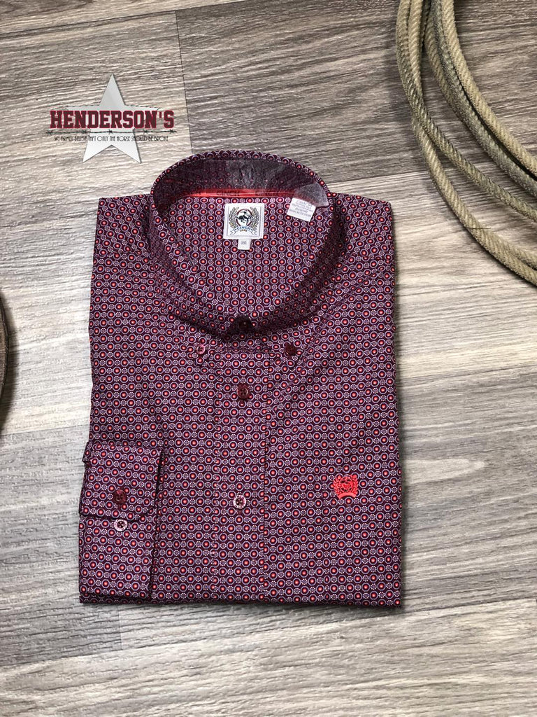 Cinch Plain Weave Print ~ Burgundy - Henderson's Western Store