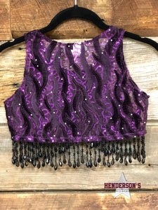 Load image into Gallery viewer, Purple Velvet Youth &quot;Mini&quot; Bolero ~ Beaded Fringe - Henderson&#39;s Western Store