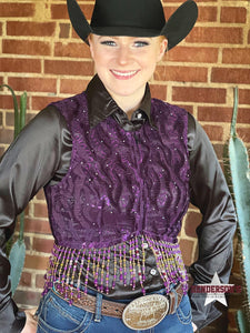 Load image into Gallery viewer, Purple Velvet Bolero W/Fringe - Henderson&#39;s Western Store