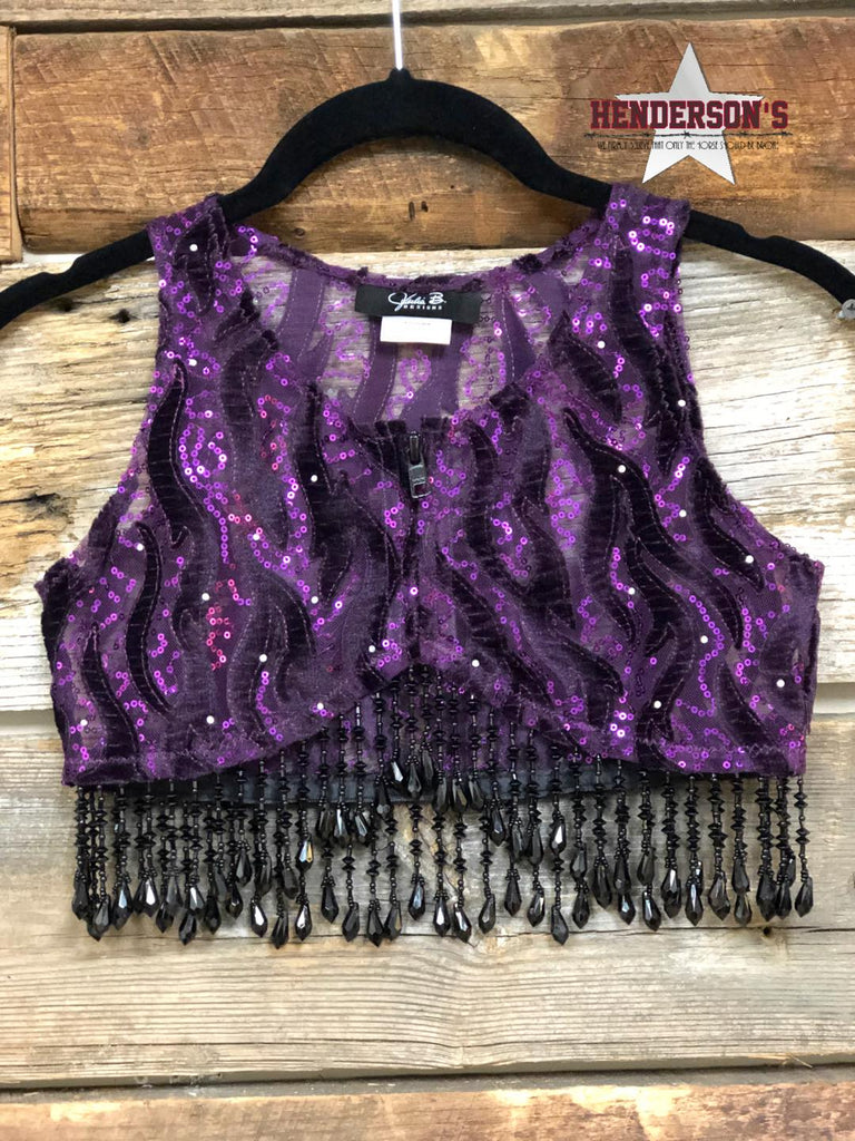 Purple Velvet Youth "Mini" Bolero ~ Beaded Fringe - Henderson's Western Store