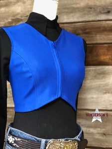 Load image into Gallery viewer, DIY Ultimate Bolero ~ Black Red &amp; Royal Vest Cowgirl Junk Co. Royal Blue Small 