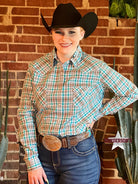 Rough Stock For Her - Turquoise Plaid - Henderson's Western Store