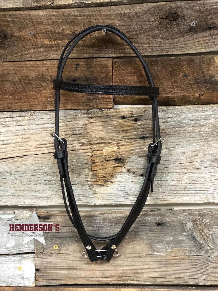 Shell Tooled Headstall ~ Black headstall reinsman   