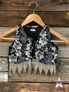 Load image into Gallery viewer, Silver Pathways Youth &quot;Mini&quot; Bolero ~ Silver Beaded Fringe - Henderson&#39;s Western Store