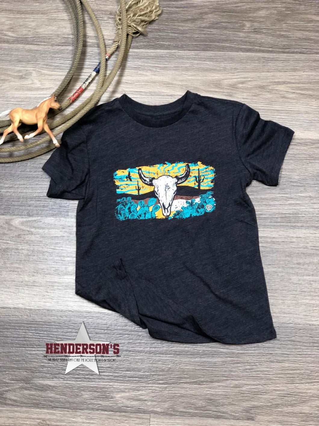 Boy's Steerhead Print Tee ~ Charcoal - Henderson's Western Store