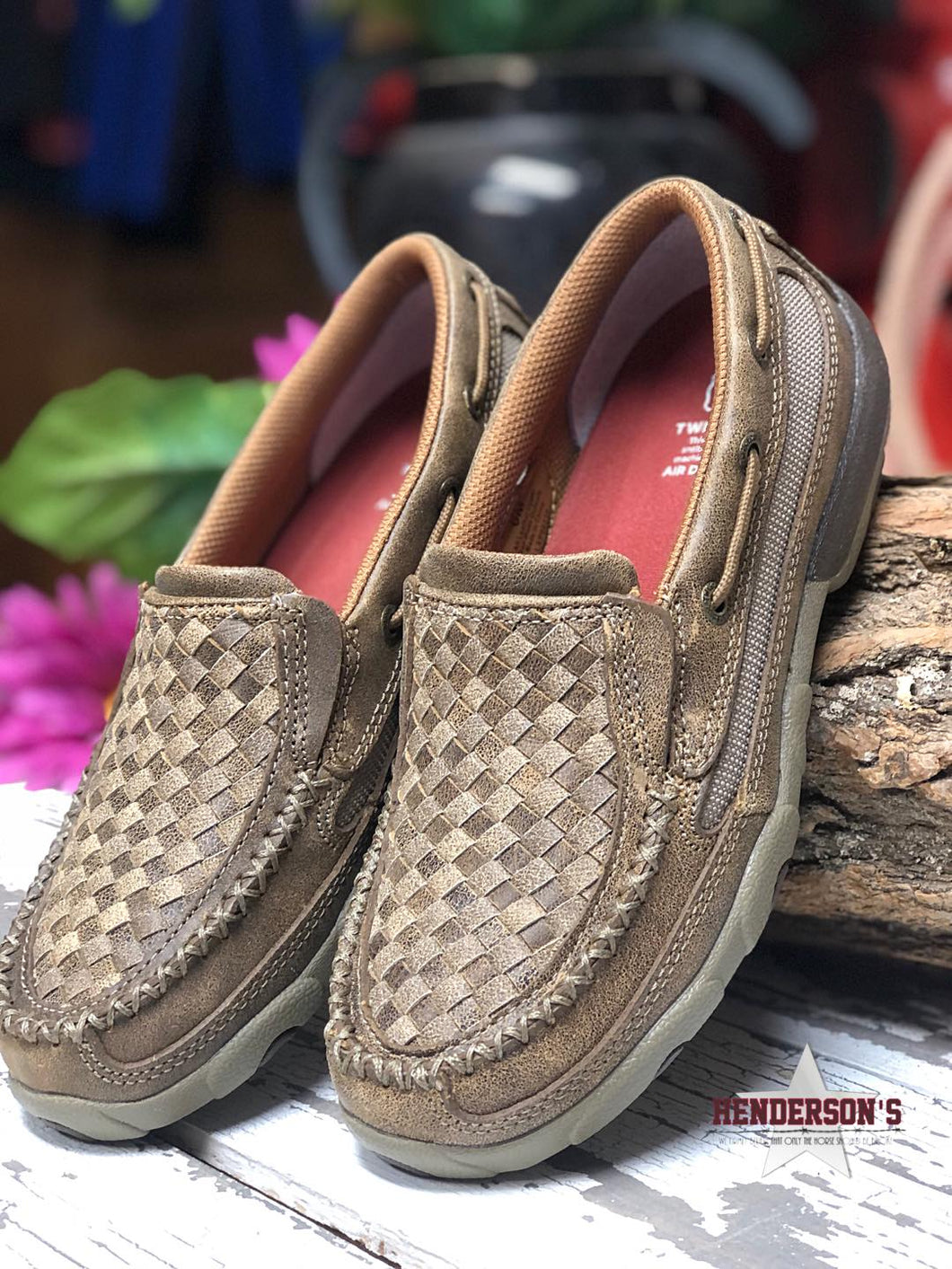 Ladies Twisted X Slip On Driving Moc ~ Tan Basketweave Women's Boots Twisted X   