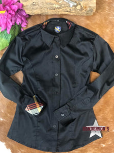 Load image into Gallery viewer, Youth Sateen Concealed Zipper Shirt ~ Black Children&#39;s Show Wear Royal Highness   